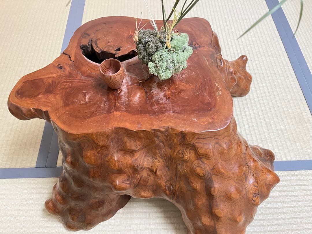 座卓、テーブル、木根花台、大型飾り台、切り株、無垢材、盆栽台、玄関、茶室