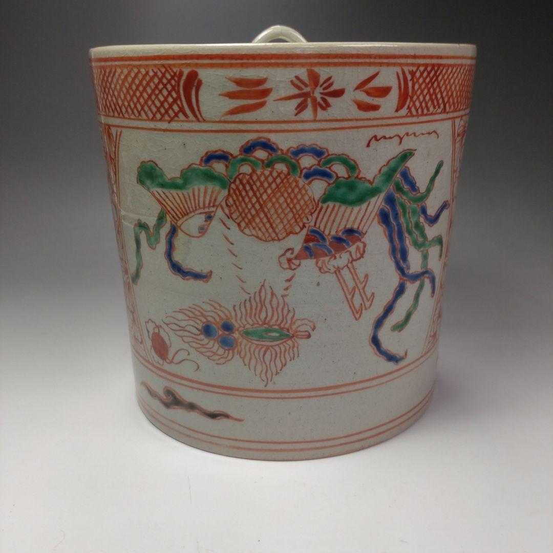 イ35 水指『八幡窯　赤絵水指』『共箱』茶道具