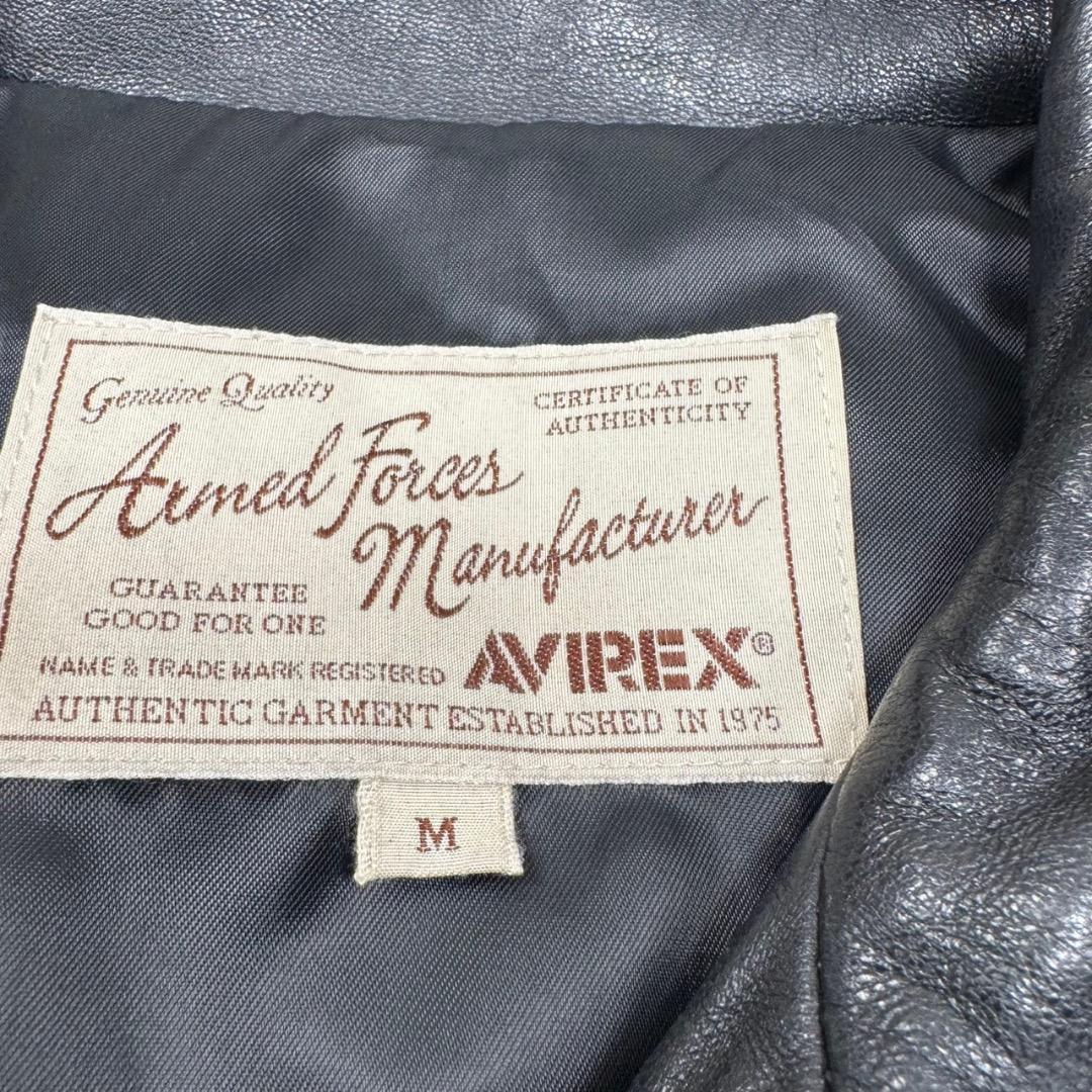 極美品✨AVIREX　レザージャケット　ブラック　ライダース　羊革　本革 M