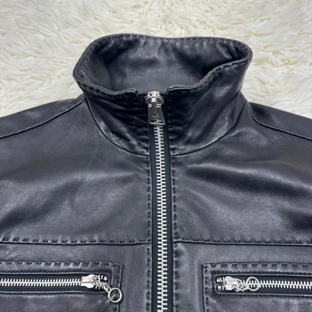 極美品✨AVIREX　レザージャケット　ブラック　ライダース　羊革　本革 M