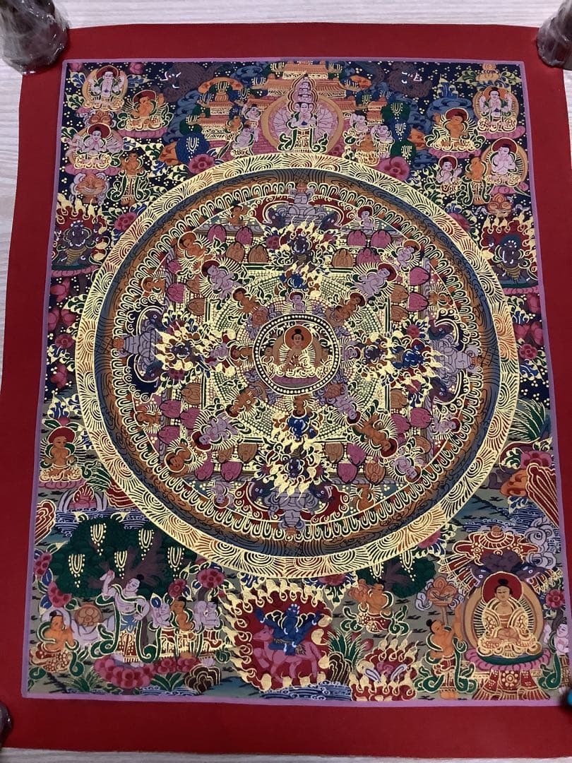 《 チベット密教　新品　1点物 》 手描き　曼荼羅　仏陀　釈迦　仏画　仏教　f8