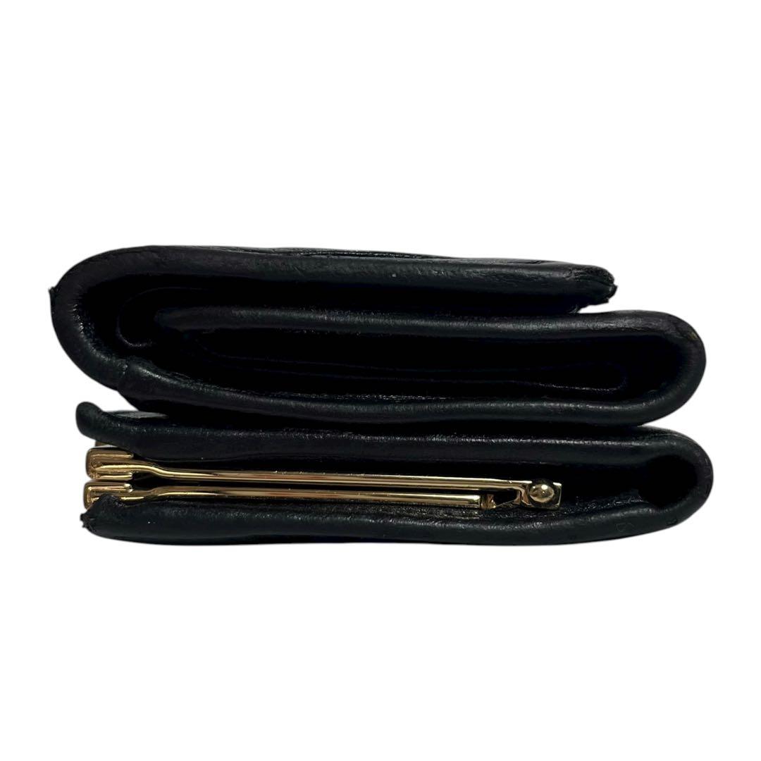 希少✨ミュウミュウ 三つ折り財布 マテラッセ がま口 ロゴ金具 ブラック