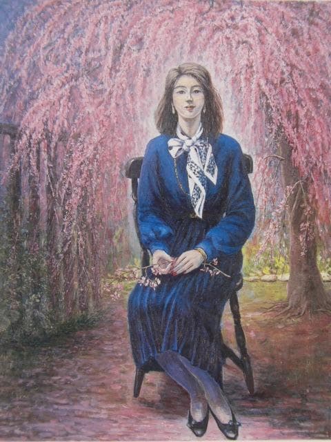 仲川美津技、【花の季節】、希少な額装用画集より、美品、新品額装付