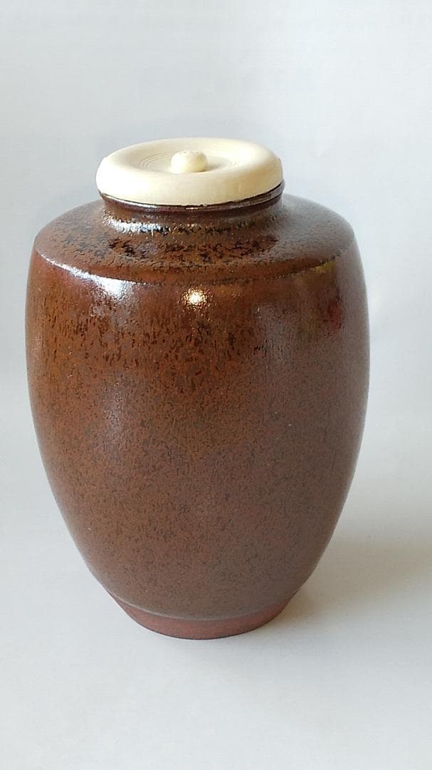 笹田仁史 作 肩衝茶入 仕覆 花莵金襴 茶道具 共箱 京焼 茶入 新品 未使用品