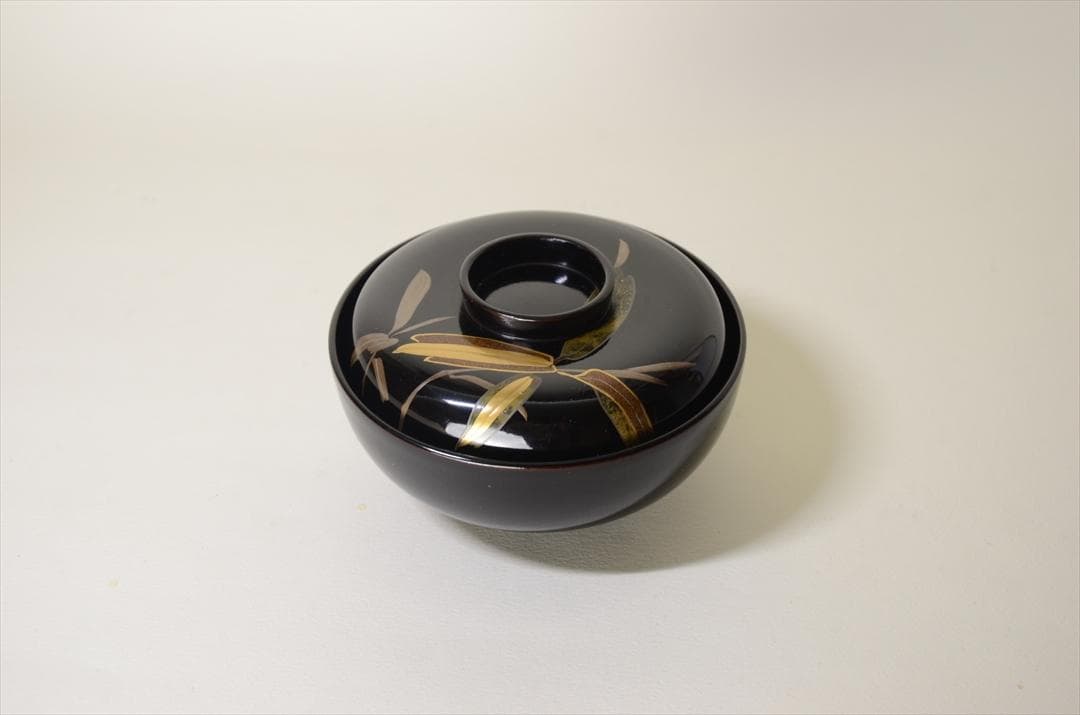 昭和時代　塗物　蒔絵　椀　笹図　６客組（１客訳有）　アンティーク　骨董 a