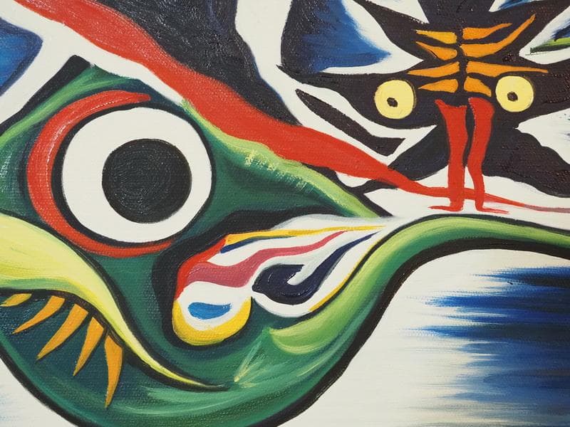 静物画　油絵　岡本太郎　未来を見　F４　額付き　手描き　肉筆