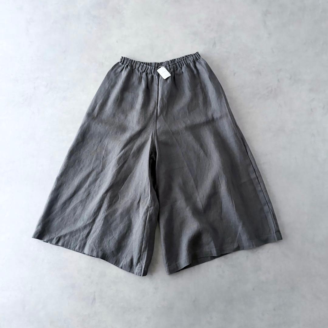 新品　フォグリネンワーク　麻100%　ガウチョパンツ　ワイド　ひざ下丈