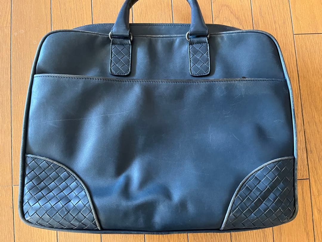 年内最終　値下げ。レザー ビジネスバッグ ブルー　ボッデガヴェネタ