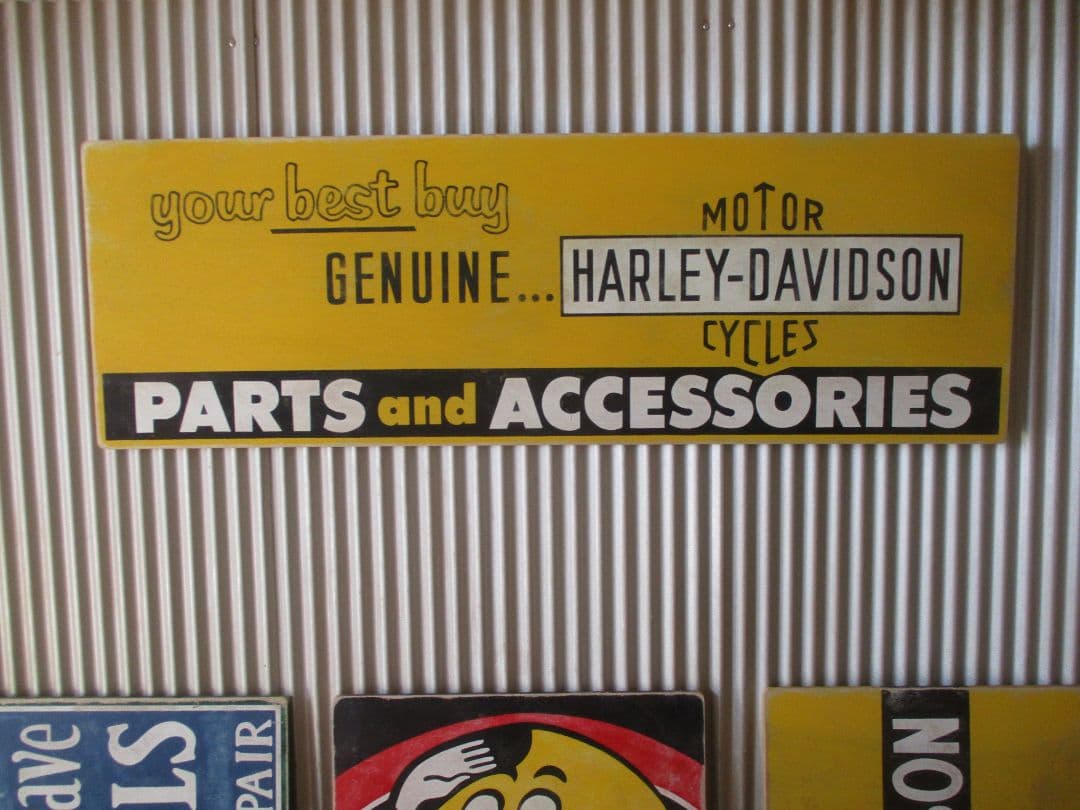 インテリア木製看板HARLEY検)アドバタイジング販促ガレージカスタム60S