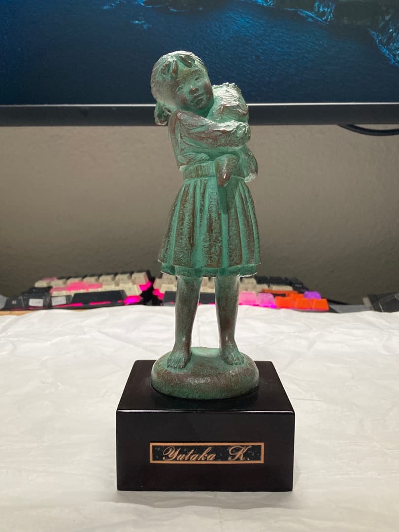ブロンズ像 加藤豊作 花束を持つ少女 ヴィンテージ 刻印 彫刻 少女 置物