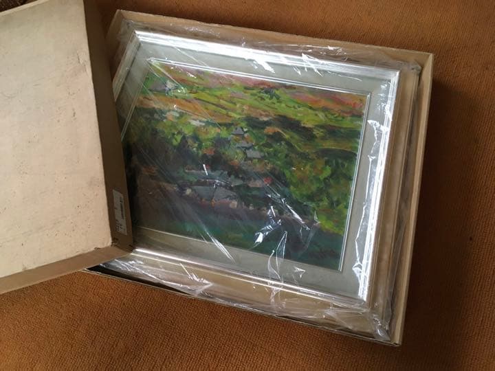 油絵 岩田順三作 『若草山から東大寺を望む風景』