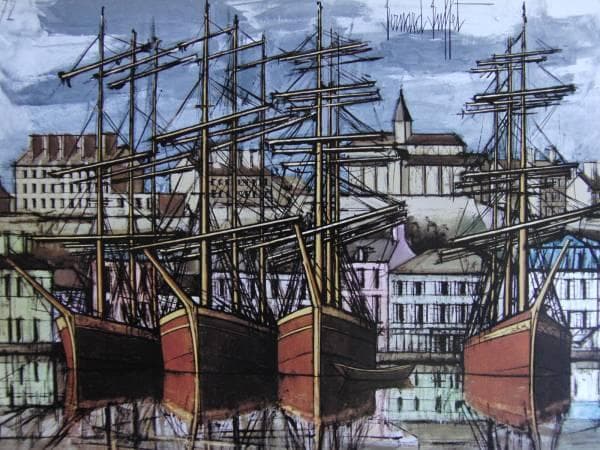 ベルナール・ビュッフェ「Granville」希少画集の額装画、人気作品
