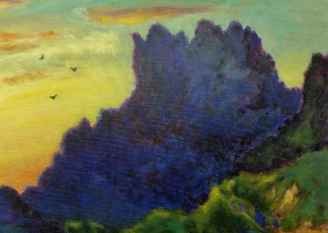「入相の里」1998 P15 妙義山 油彩画 油絵 絵画 風景画 アート