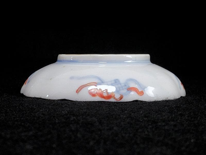古伊万里　金襴手　鶴に松竹梅の図　４寸皿　２枚　E355AS-CBq