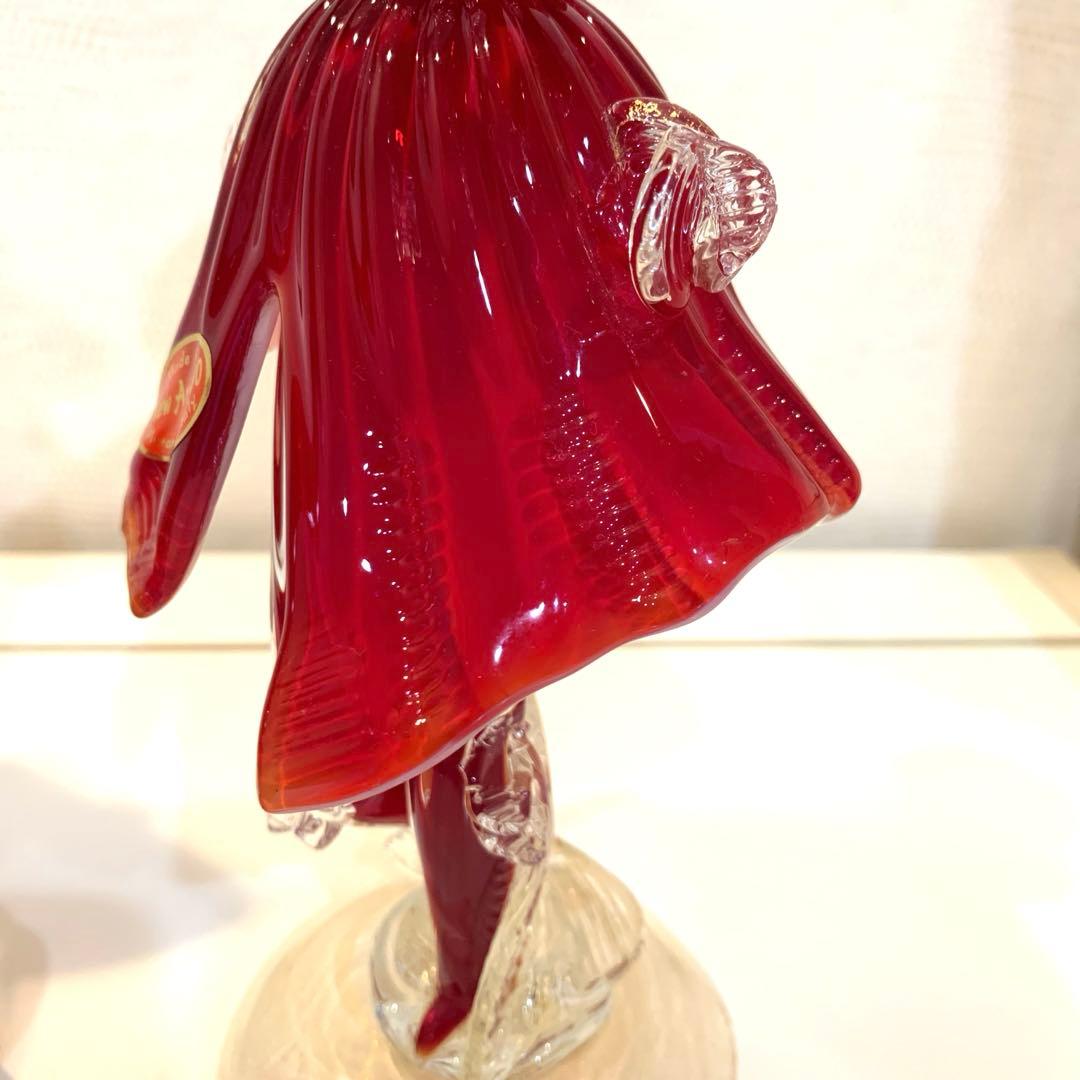 りんご ベネチアンガラス　Murano ガラス ペアフィギュア 赤