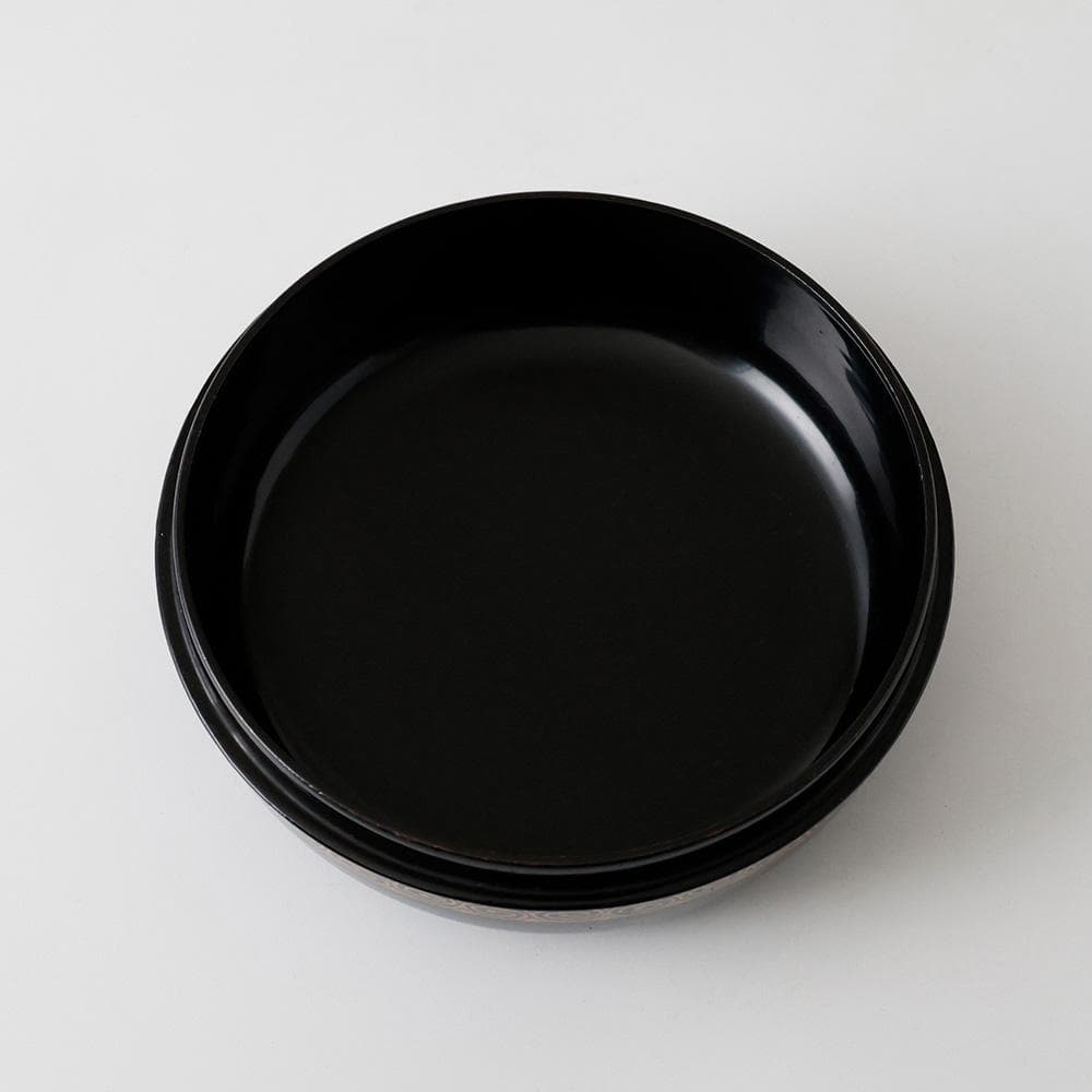時代年代物 輪島塗 黒塗 金蒔絵 喰籠 浪に兎紋 茶道具 懐石 黄布 合箱