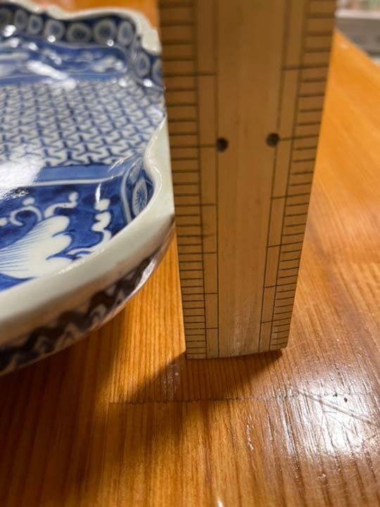 器　【m173 江戸　染付　骨董　平鉢　大明成化年製　時代物　アンティーク　】