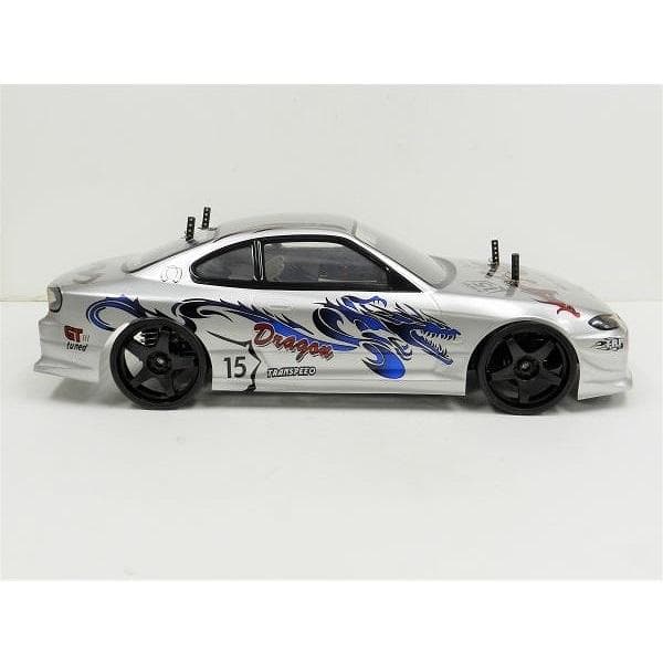ターボ機能付き 1/10 ドリフトラジコン S002 銀/青 スペアボディー付