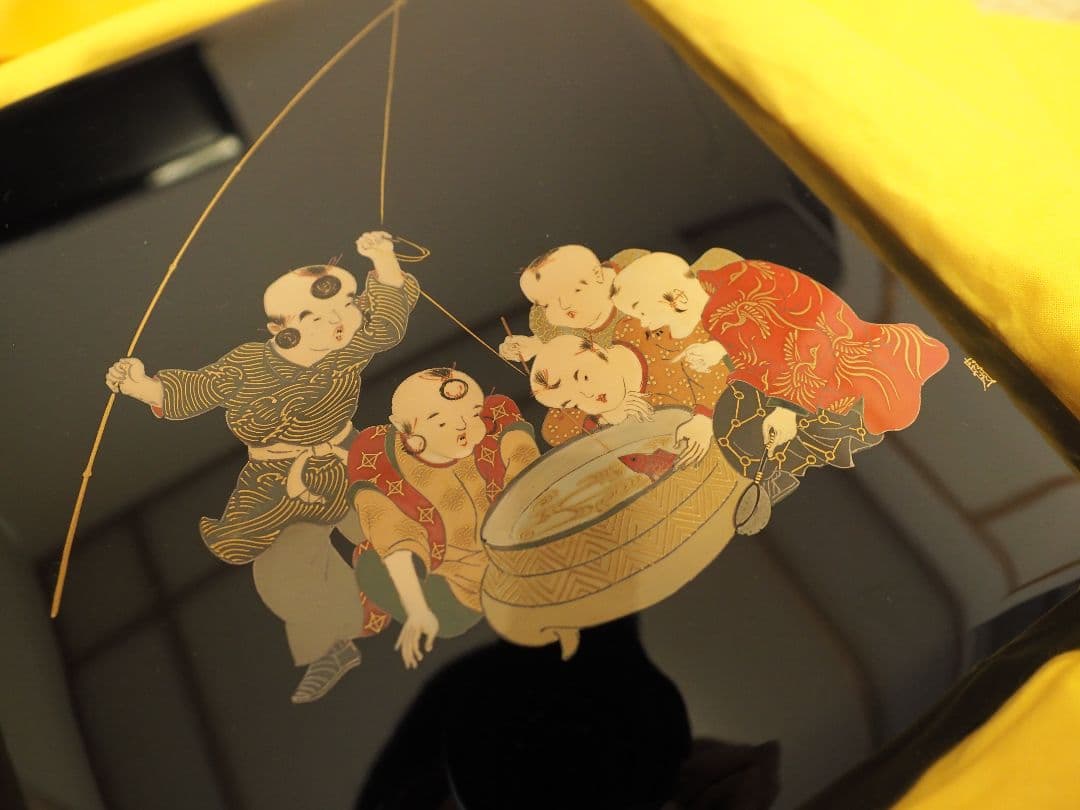 伝統工芸 輪島塗 名工蒔絵師 西塚朝光 　硯箱と硯