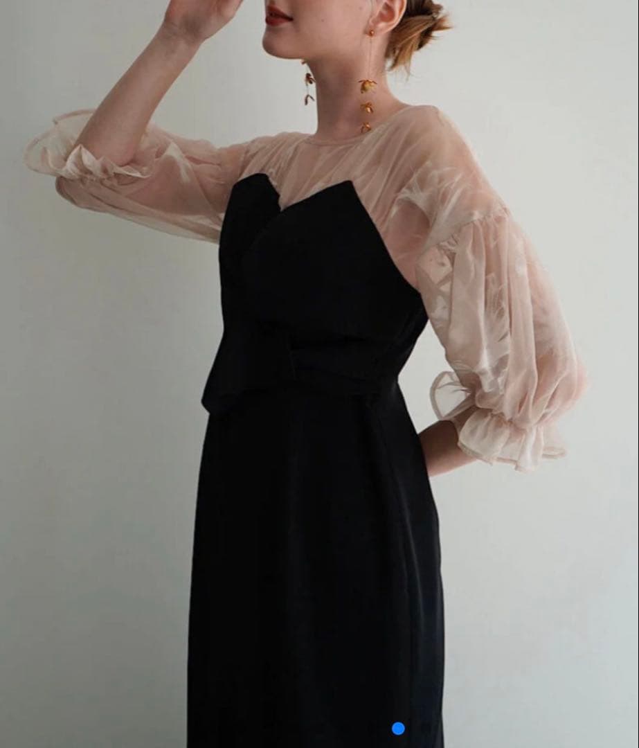 acka sheerpuffdress シアーパフドレス 黒 ブラック
