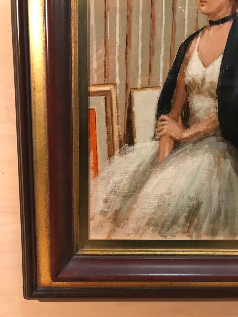 荒木義太郎「アトリエの中のバレリーナ」油彩Ｆ６号　画面右下額裏に直筆サイン有り
