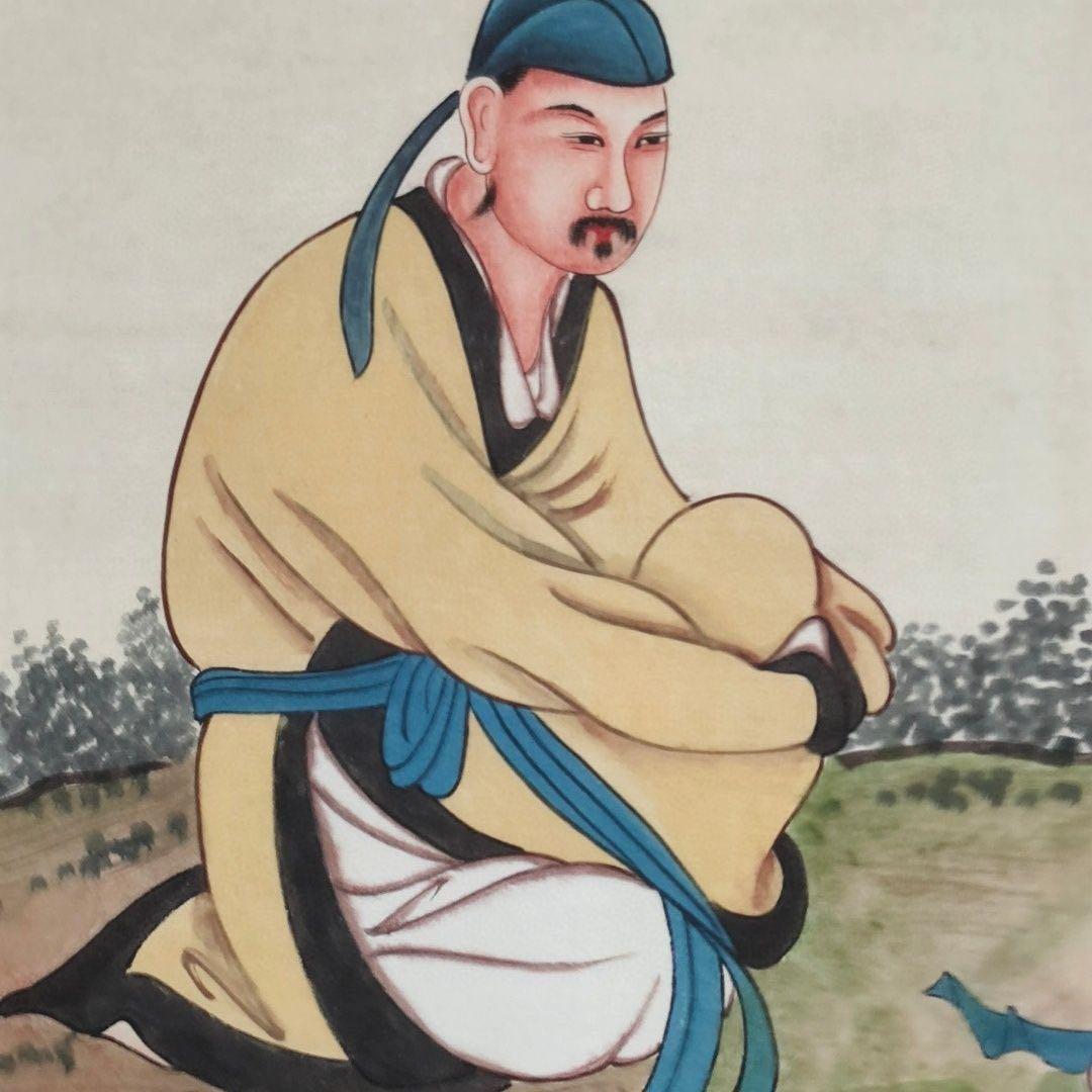 【掛軸 山水人物画】張大千風 長松高士図 中堂 仿古装裱 玄関・書斎・茶室に