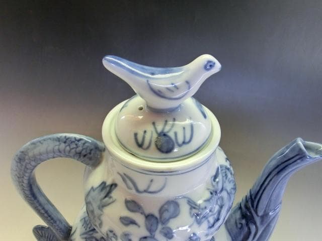 水注■「雍正年製」染付龍紋鳥摘み水差し 青華 古玩 唐物 中国 時代物 骨董品■