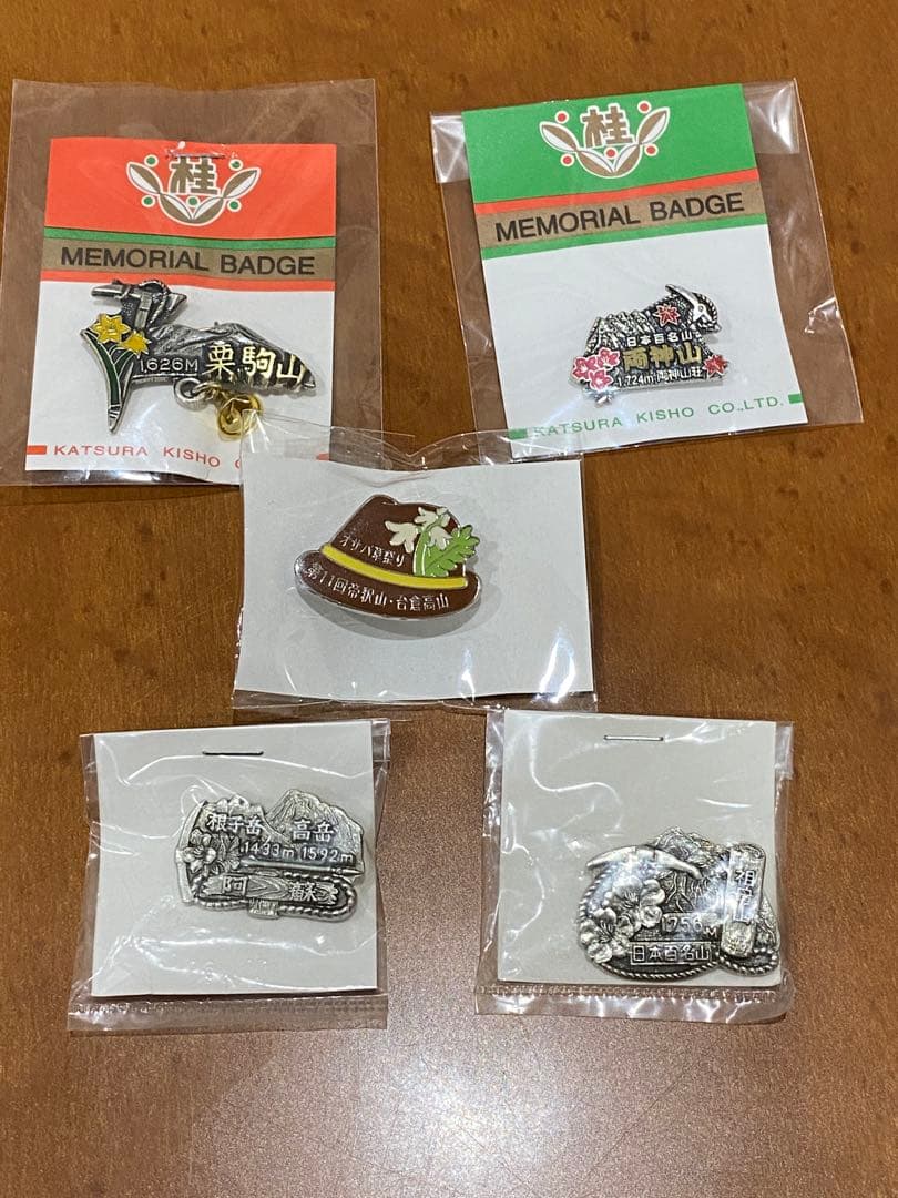 未開封　登山ピンバッジ 5点セット+ チーバくんピンバッジ一点おまけ