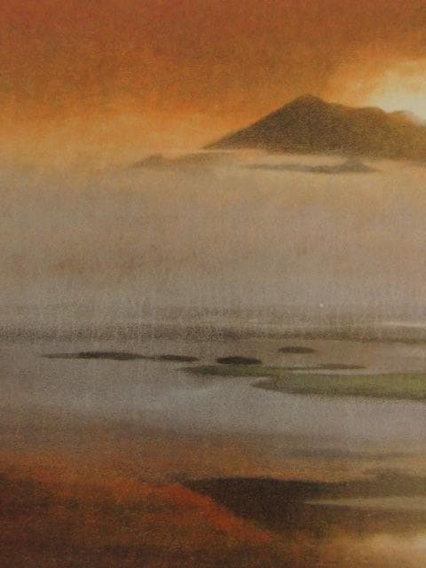竹内邦夫、【尾瀬明ける】、希少な額装用画集より、新品額装付
