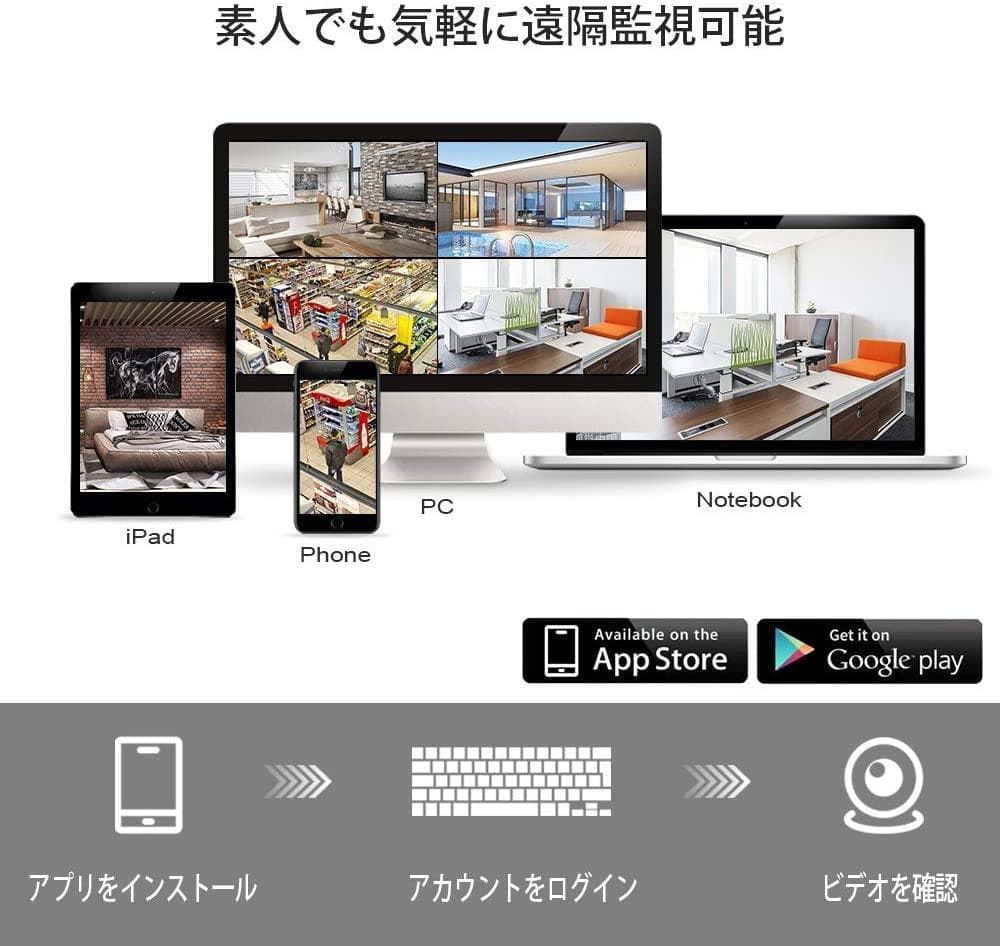 【Sランク】モニター付き 1TBHDD内蔵NVR 500万画素カメラ4台セット