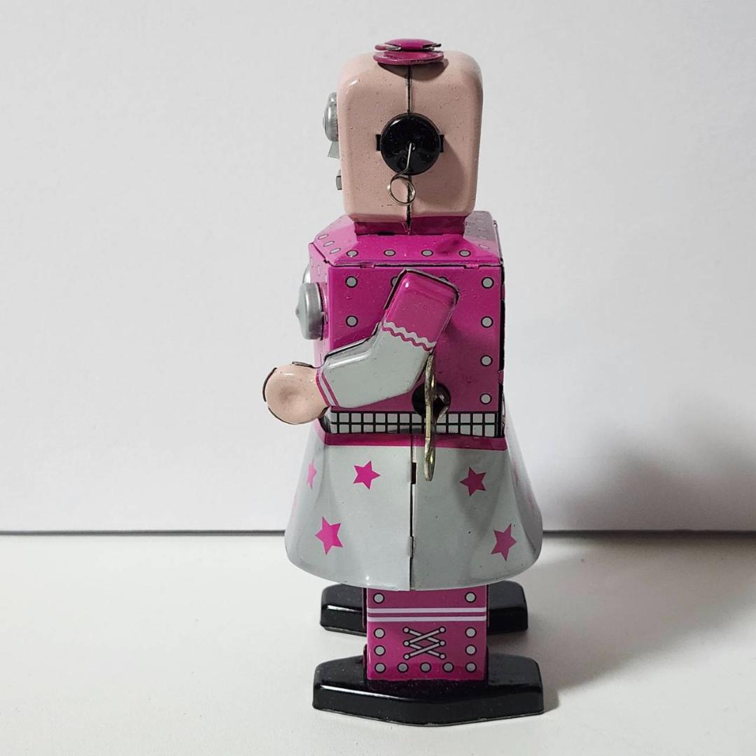 ブリキ ロボット ネジ巻き 女の子デザイン 昭和レトロ