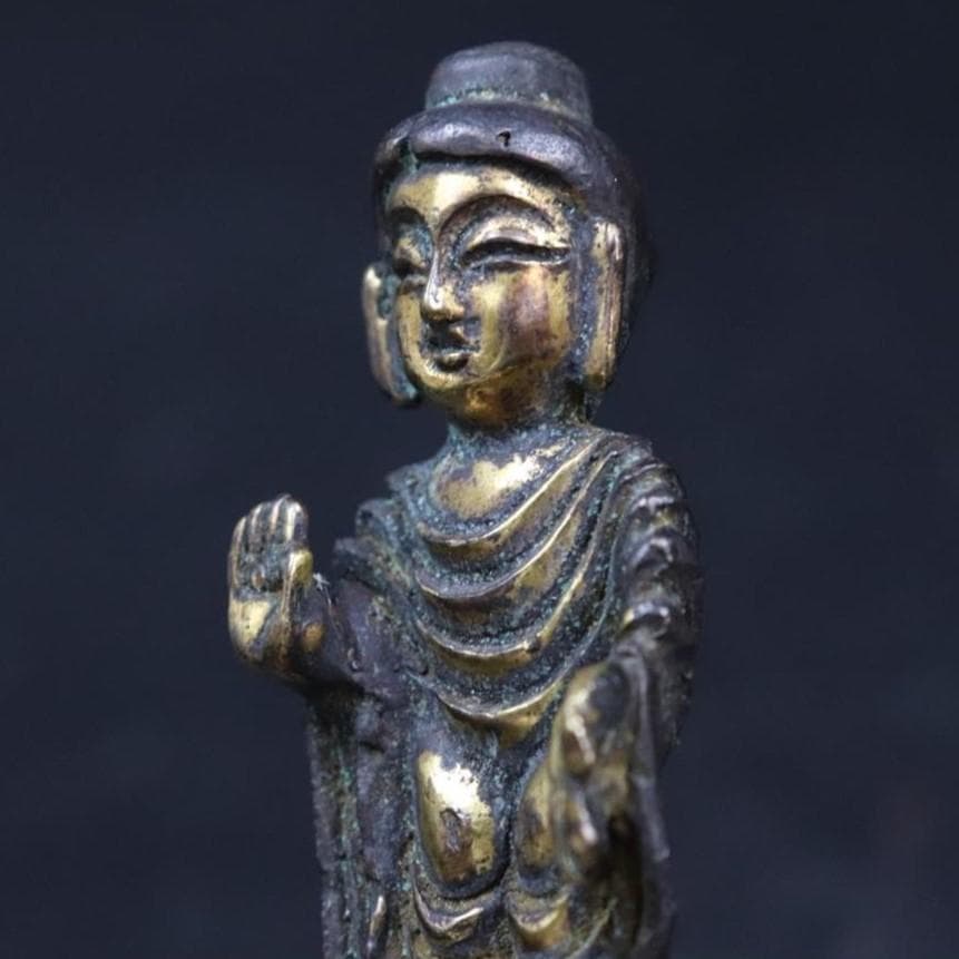 ◆金銅釈迦如来立像 新羅仏 仏像◆検）天平仏 飛鳥仏 高麗仏 百済仏 空海