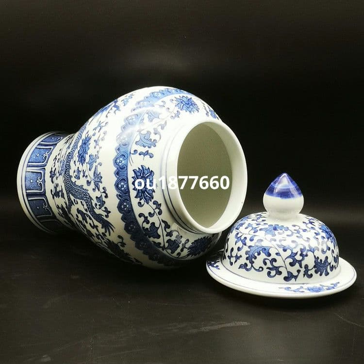 青花龍紋将軍壺 景徳鎮 陶磁器 装飾品 現代工芸品 美術品 置物