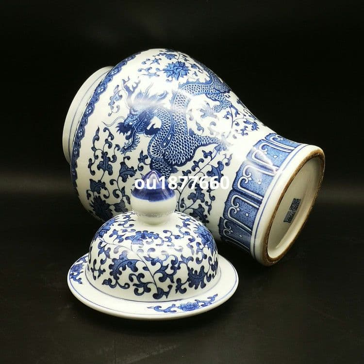 青花龍紋将軍壺 景徳鎮 陶磁器 装飾品 現代工芸品 美術品 置物