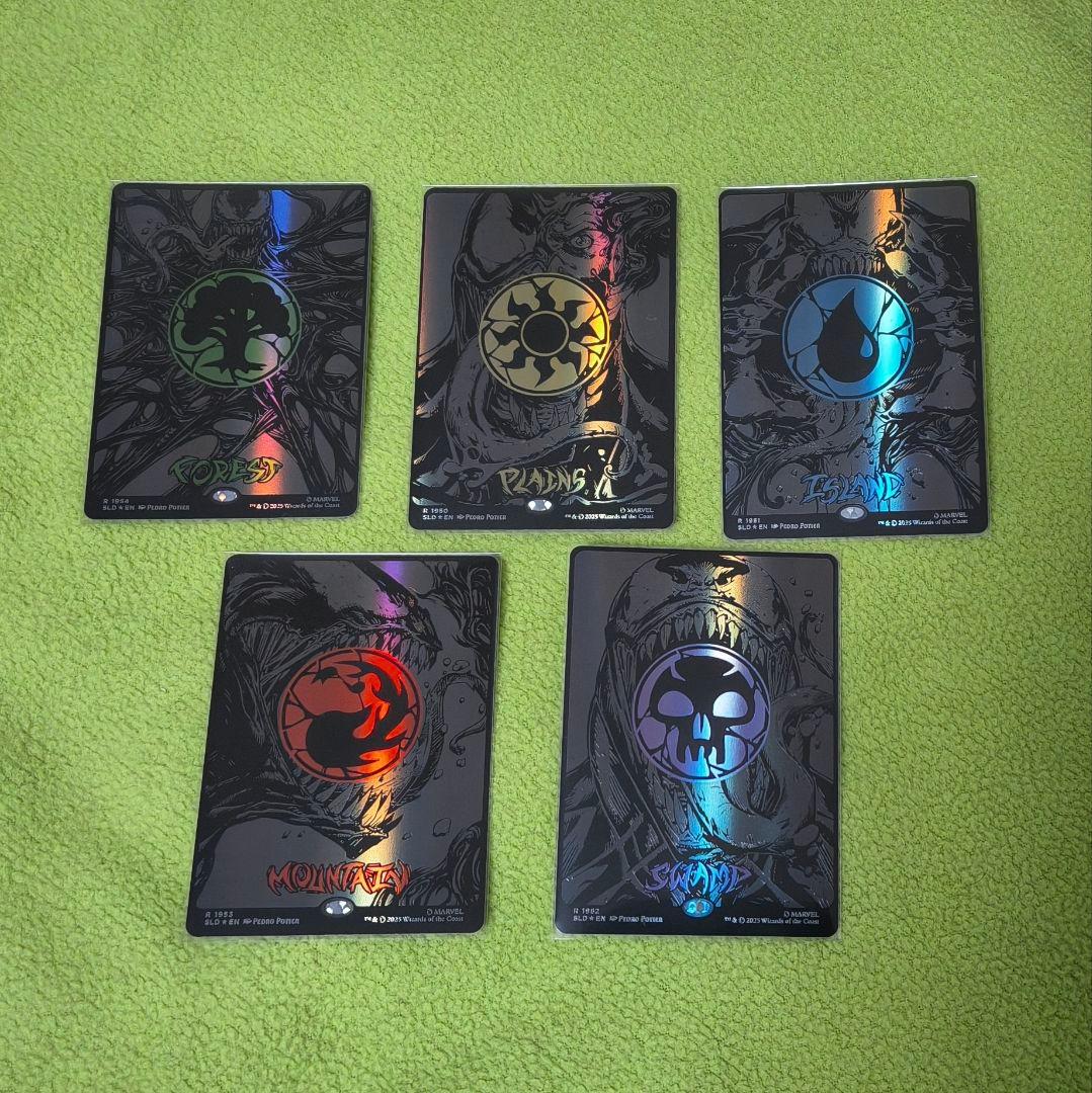 【SLD】 スパイダーマン 基本土地 レインボウフォイル 5枚セット【foil】