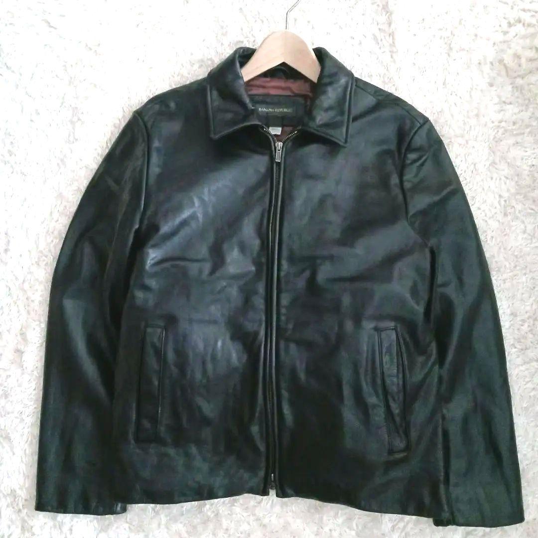 90s オールド バナナリパブリック M 肉厚 本革 シングル ダブルジップ