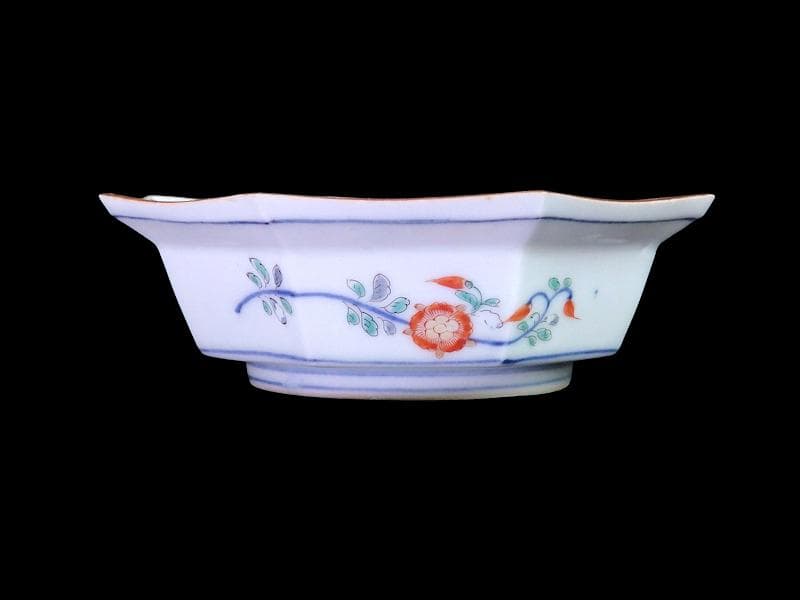 大聖寺伊万里　染錦　柿右衛門写　松竹梅の図　八角膾皿　N293AS-fbuj