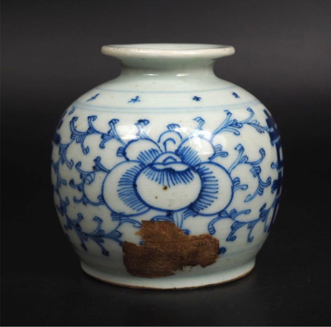 アオシマ送料無料 清時代　染付/青華壺　本物保証　中国古玩骨董