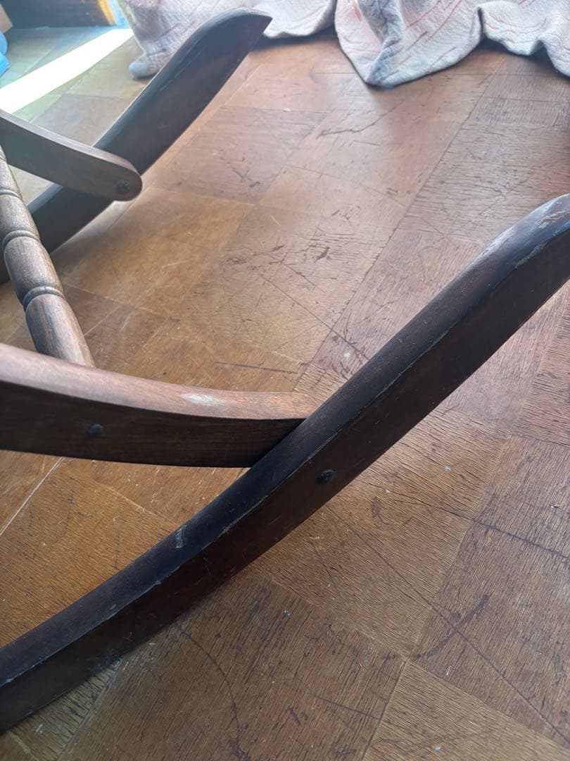 【折りたたみ可能‼️】木製ロッキングチェア ダークブラウン