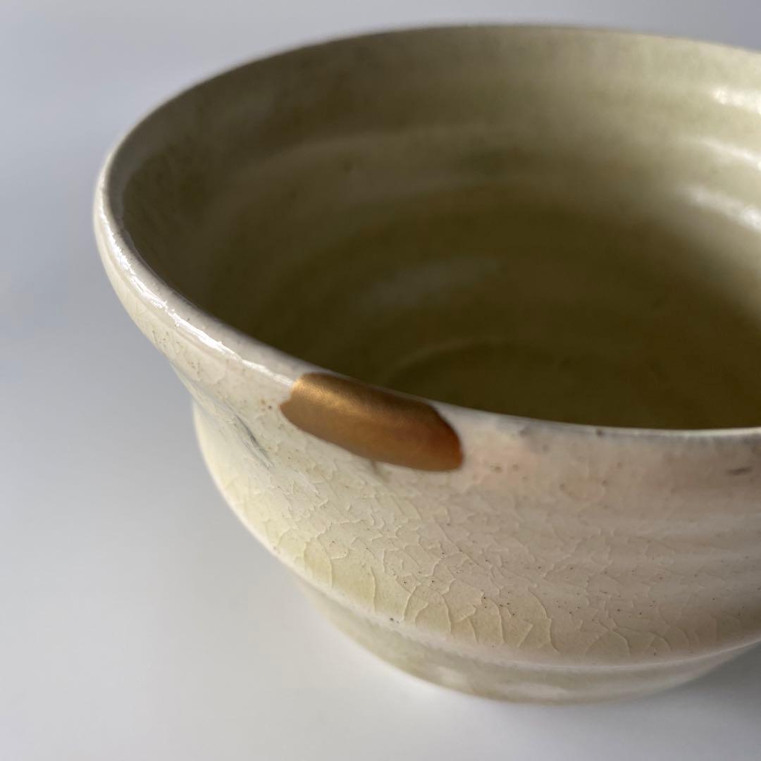 舩木研兒 白釉押紋茶碗 布志名 舩木道忠 バーナードリーチ 山陰 民藝 金継ぎ有