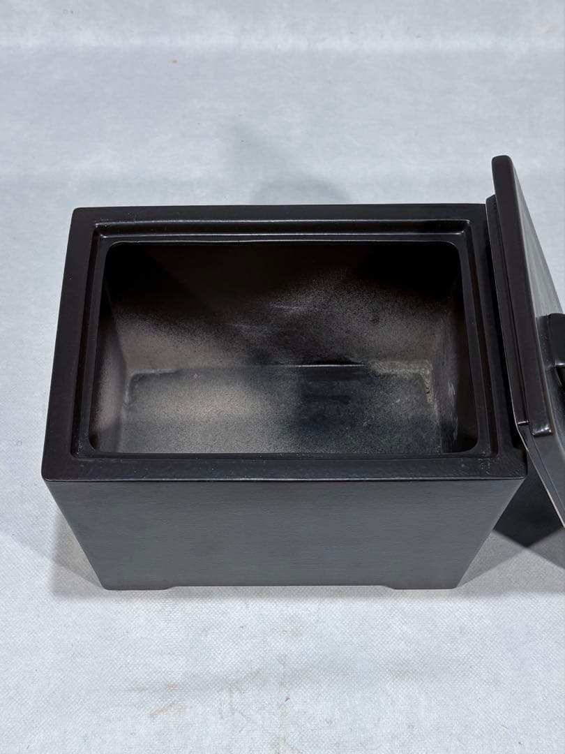 黒四方陶器製　火消壺　水屋道具　美品　茶道具　送料込