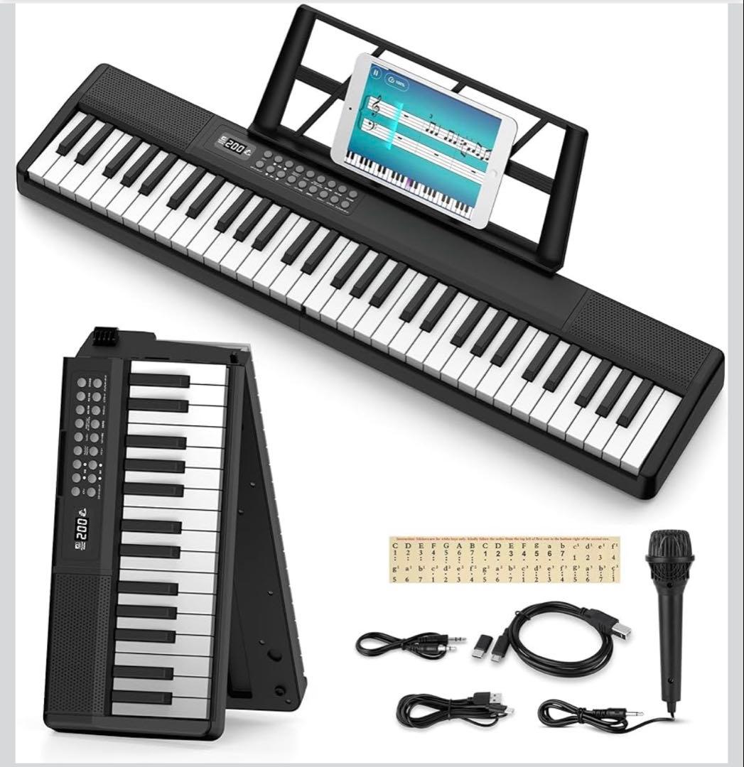 電子ピアノ 折りたたみ 電子キーボード 61鍵盤 キーボード MIDI機能