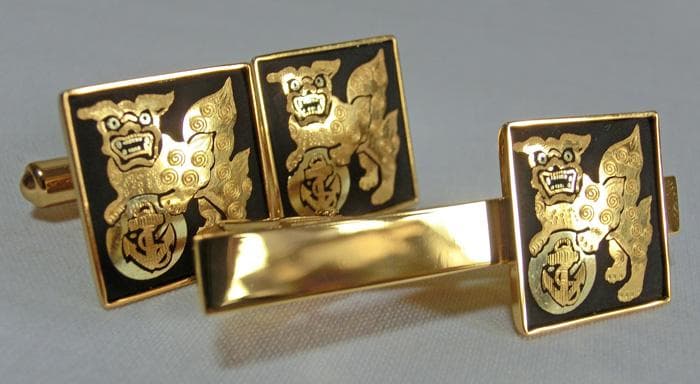 ☆海上自衛隊☆象嵌☆獅子の証し☆タイピン☆カフス☆未使用☆共箱付き☆