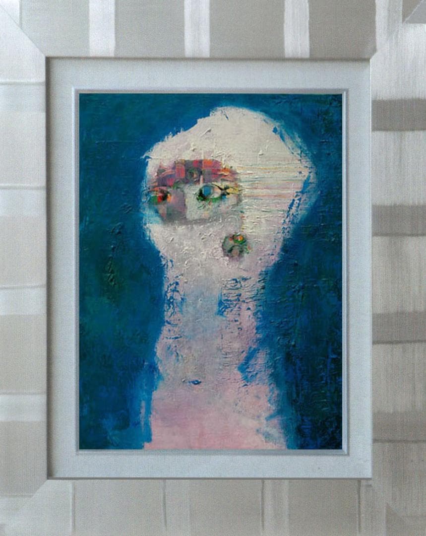 油絵 菅家令子 絵 絵画インテリア 額付(白) uF6-080215 人物 女性