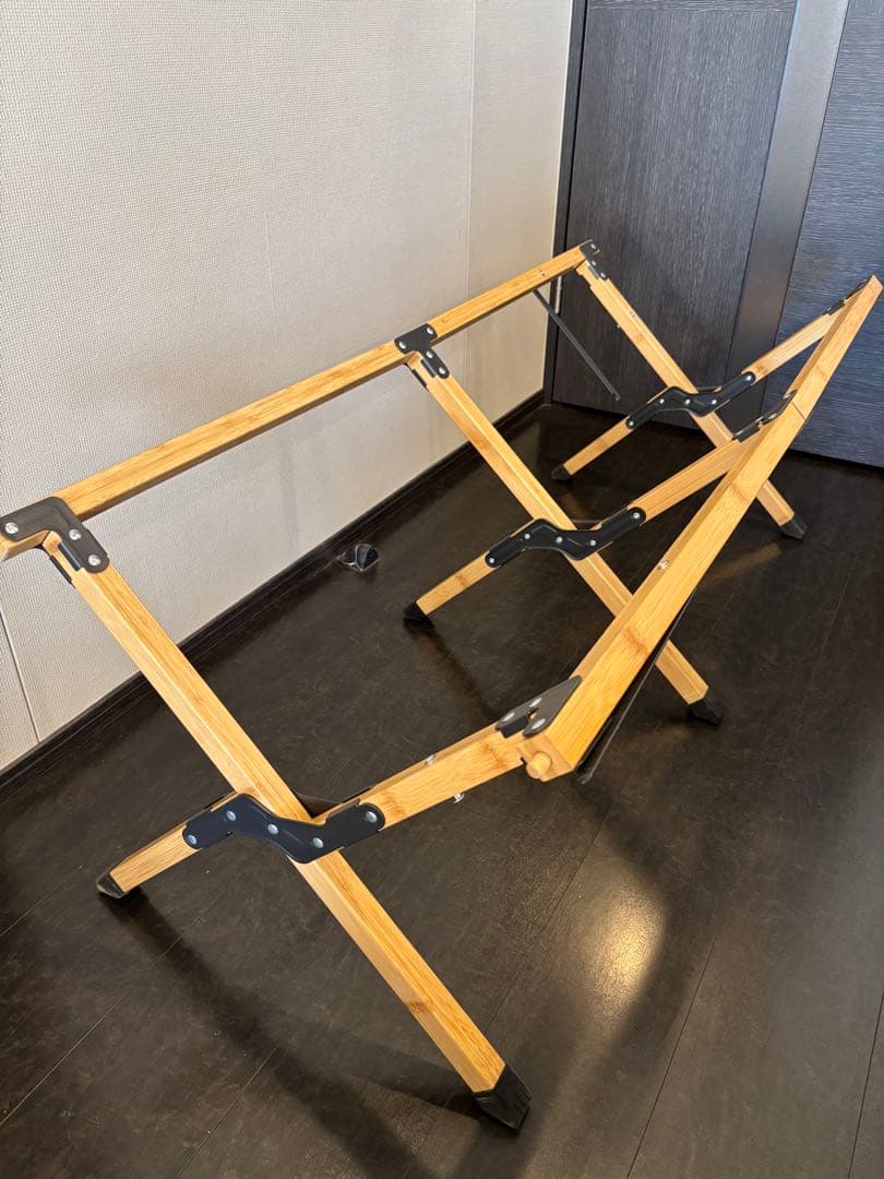 美品　Hilander(ハイランダー) バンブーロールトップテーブル 120