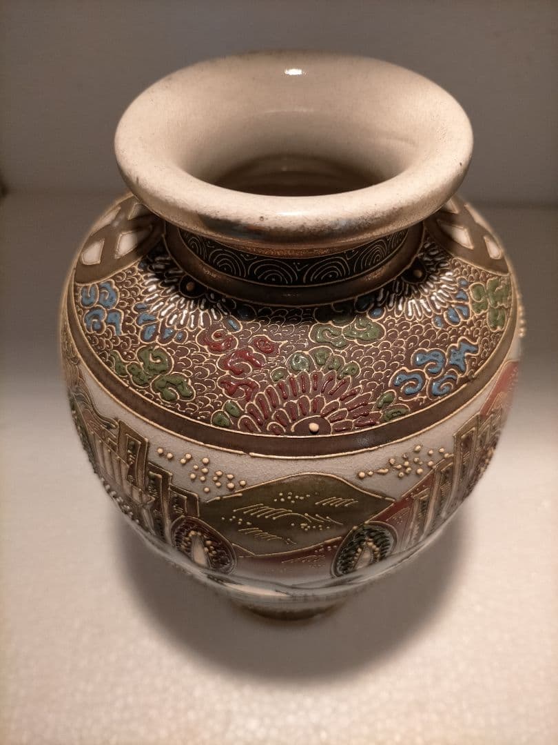 アンティーク 里帰り 薩摩焼 楠部 ベース 花瓶