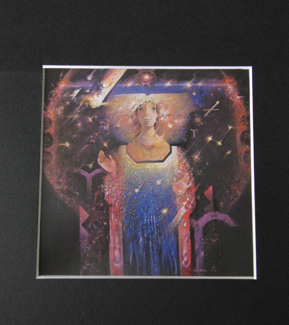 大里光春、【星が舞うとき】、希少な額装用画集より、新品額装付