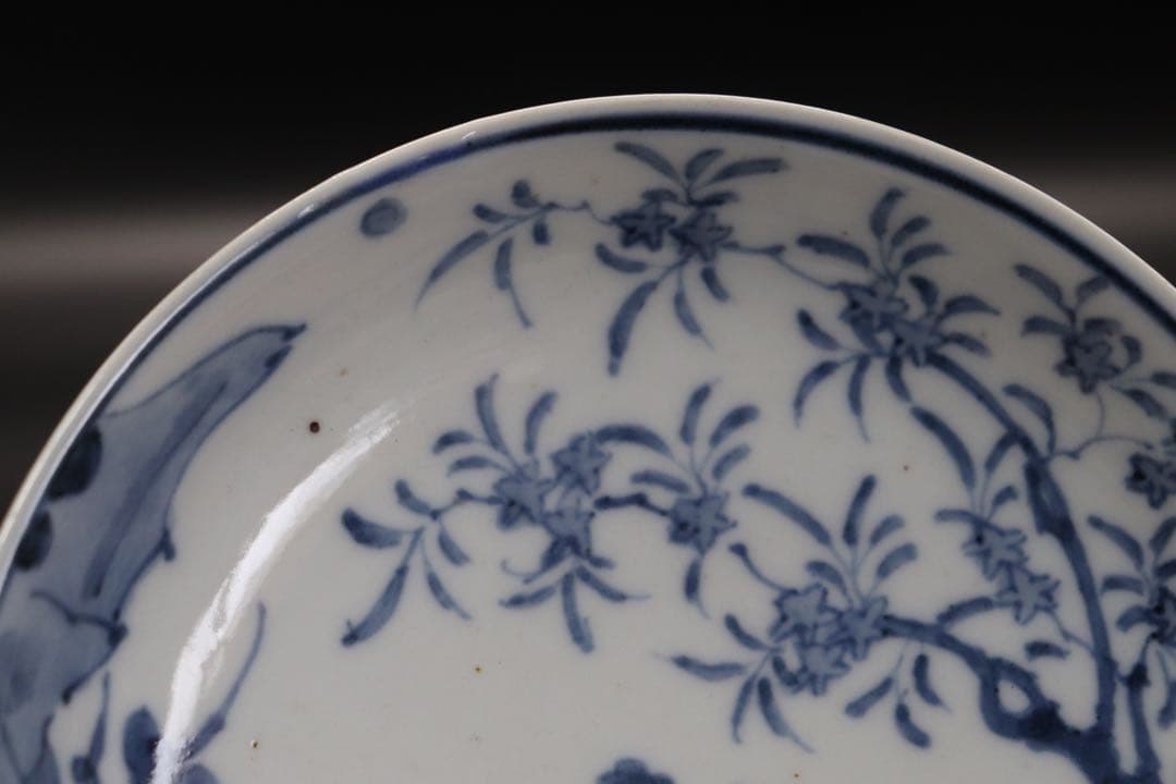 中国　明時代　染付仕女紋小皿　送料込み0908