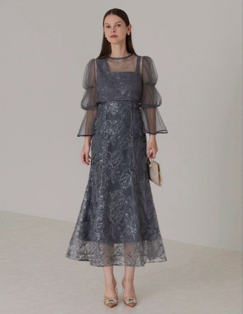 【完売品】LEJAフレアスリーブボレロ花柄刺繍マーメイドドレス