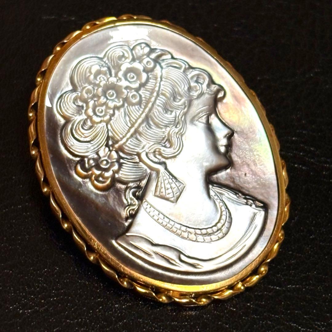 早い者勝ち！　ヴィンテージ　K18 カメオ ブローチ ペンダント トップ